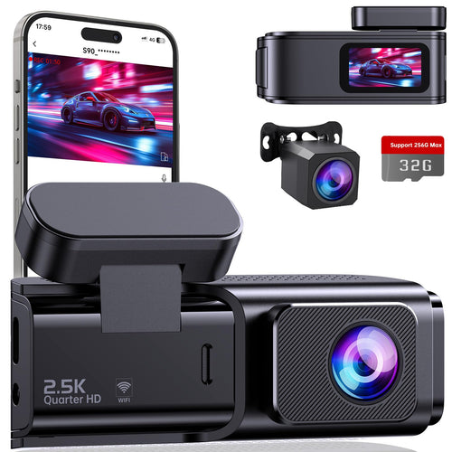 Premium Dashcam Vorne+Hinten Autokamera - 2.5K/1080p WiFi 32GB