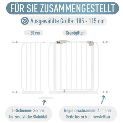 IB STYLE Berrin Treppenschutzgitter ohne Bohren Weiss 105-115 cm
