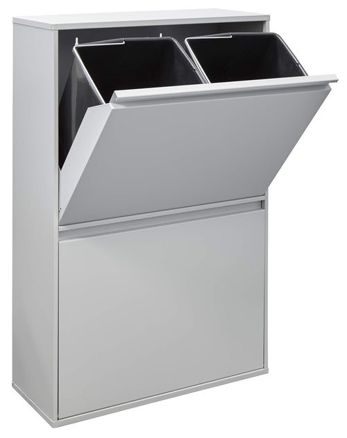 ARREGUI Basic CR602-B Mülltrennsystem 4-Fach hellgrau. Hellgraues, rechteckiges System zur Trennung von vier Abfallsorten.