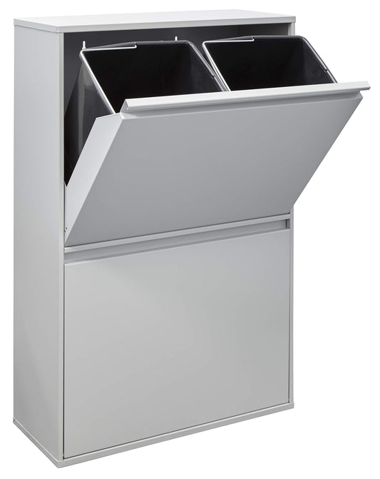 ARREGUI Basic CR602-B Mülltrennsystem 4-Fach hellgrau. Hellgraues, rechteckiges System zur Trennung von vier Abfallsorten.