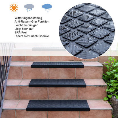 BigDean Stufenmatten aus Gummi, 10er Set, schwarz, 65 x 25 cm