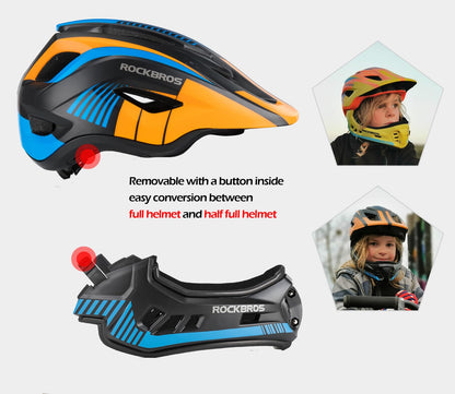 ROCKBROS Kinderhelm Fullface, abnehmbarer Kinnschutz, blau, S 48-52 cm