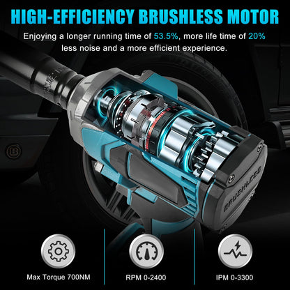 Makita Kompatibel 700Nm Bürstenlos Akku Schlagschrauber – 1/2 Zoll Ohne Akku