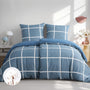RUIKASI Bettwäsche 135x200 Baumwolle 4teilig Denimblau mit Karo, karierte Vorderseite und unifarbene blaue Wendeseite