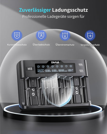 Dlyfull Universal 10-fach Akkuladegerät – Schnellladung