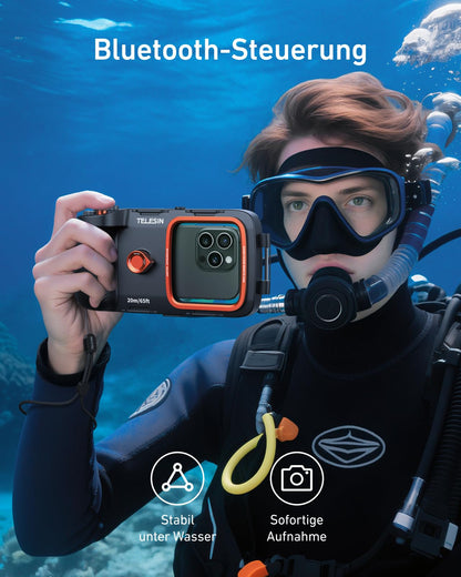 TELESIN Unterwasser Handyhülle wasserdicht mit Bluetooth-Fernauslöser