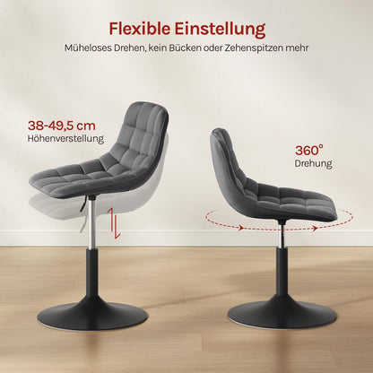 WOLTU Schminkhocker BH300dgr-1, höhenverstellbar, Samt, Dunkelgrau