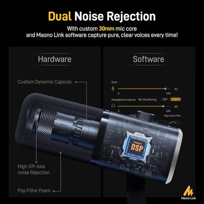 MAONO PD100XS Dynamisches XLR-USB Streaming Mikrofon mit Arm