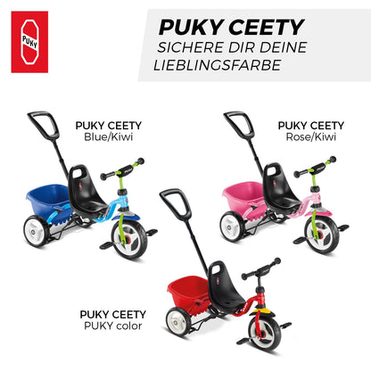 PUKY CEETY Komfort-Dreirad mit Schiebestange – Rosa/Kiwi