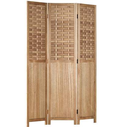 Homestyle4u Paravent Holz Rattan Optik 3-teilig Hellbraun
