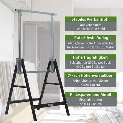 Baumarktplus Arbeitsbock 2er-Set höhenverstellbar 80-130 cm 400 kg