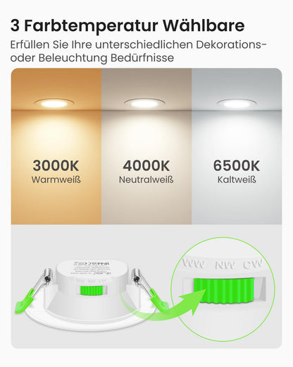 ALUSSO LED Einbaustrahler 230V dimmbar, IP44, weiss, 6er Set