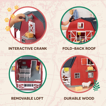 Terra by Battat Großer Pferdestall Bauernhof Holz Scheune - 20 Teile