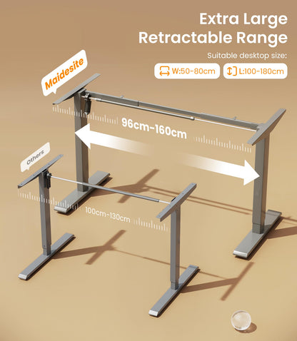 MAIDeSITe T1 Pro Elektrischer höhenverstellbarer Schreibtisch – Grau