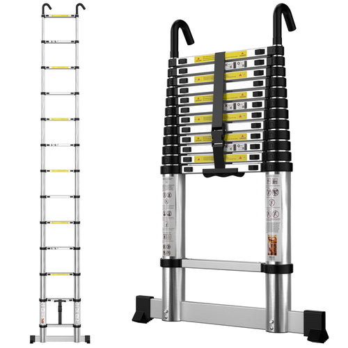 gymount Alu-Teleskopleiter 3,8 m, ausziehbar, belastbar bis 150 kg