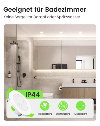 ALUSSO LED Einbaustrahler 4W dimmbar 3 Farbtemperaturen IP44 12er Set