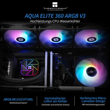 Thermalright AQUA ELITE 360 V3 CPU-Wasserkühlung mit 3 ARGB-Lüftern