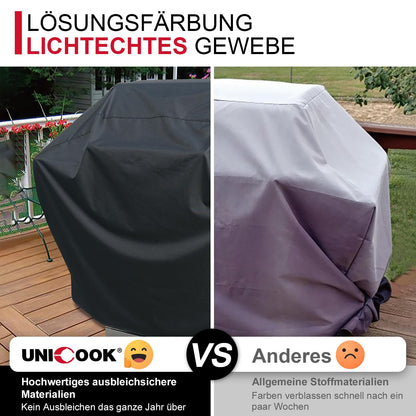 Unicook Grillabdeckung 140 cm wasserdicht, Grillhaube für Gasgrill