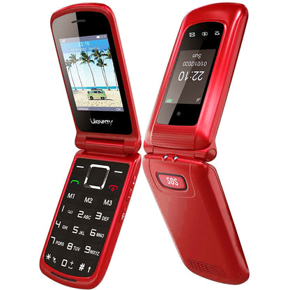 uleway G380D Seniorenhandy Klapphandy mit Ladestation, SOS, rot