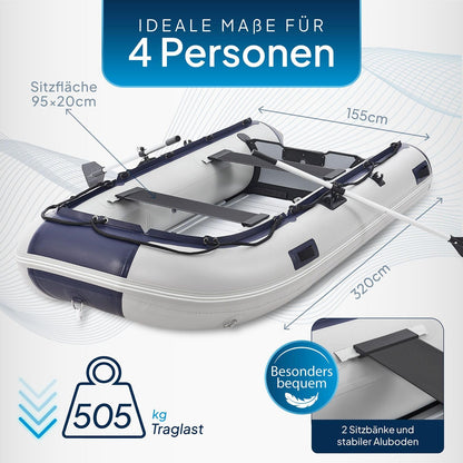 ArtSport Schlauchboot 3.20m Paddelboot Aluboden 4 Pers.
