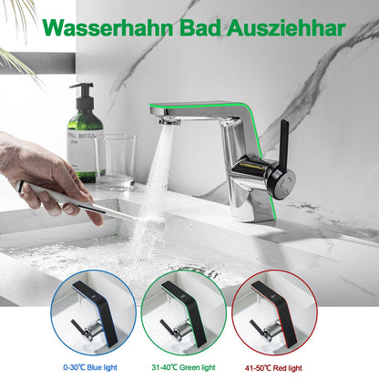 LakeBayMZC Waschtischarmatur LED Temperaturanzeige – Chrom 130mm