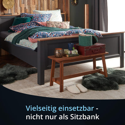 KHG Holzbank Sitzbank 100cm - Eiche Massiv Landhaus