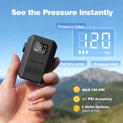 Peakspeak AS260PRO Elektrische Mini-Fahrradpumpe mit Manometer