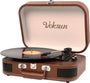 Retro Plattenspieler mit Bluetooth, Lautsprecher & Tragekoffer – Braun. Spielt Schallplatten und streamt via Bluetooth.