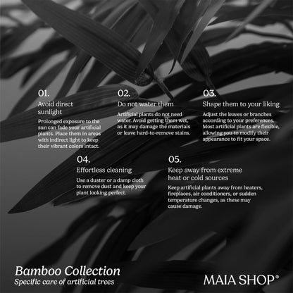 Maia Shop Künstlicher Bambus Kunstpflanze 150 cm mit Naturstamm