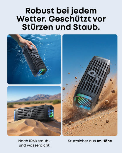 soundcore Boom 3i Outdoor Bluetooth Lautsprecher IP68, Nachtschwarz