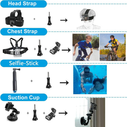 BMUUPY Actioncam Zubehör Set für DJI Osmo Action 5 Pro 4 3 – Schwarz