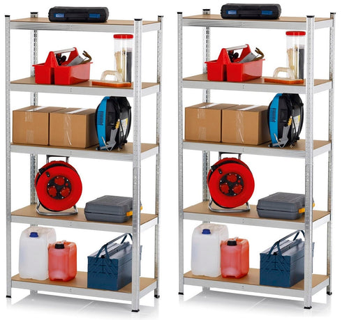 EASYmaxx Schwerlastregal 2er-Set 180x90x40 cm, 1750 kg Traglast, Metallgestell mit MDF-Böden