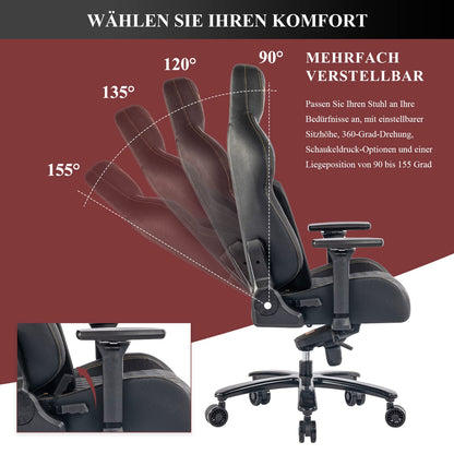 Fantasylab Gaming Stuhl 200KG Bürostuhl Chefsessel - Schwarz/Golden