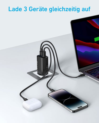 Anker 335 USB-C Ladegerät 67W, 3-Port Schnellladegerät mit PIQ 3.0