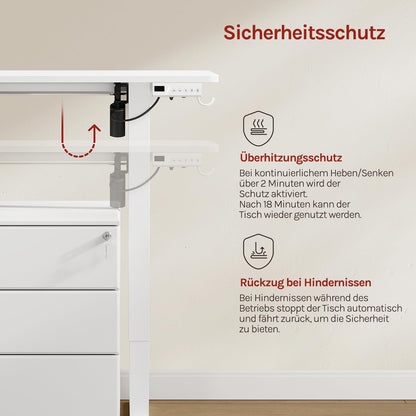 WOLTU Schreibtisch höhenverstellbar elektrisch, 100 x 48 cm, weiss