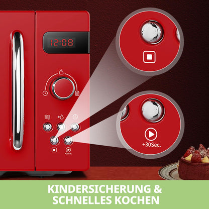 Comfee CMSRO 20 di rd Retro-Mikrowelle 20 Liter Rot