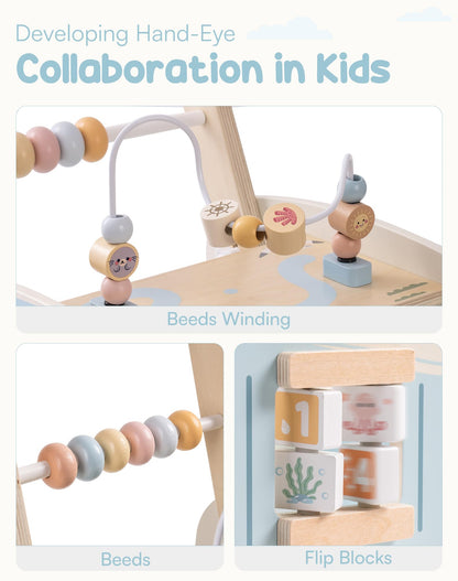 ROBUD Lauflernwagen Holz - Multifunktional mit Bauklötzen