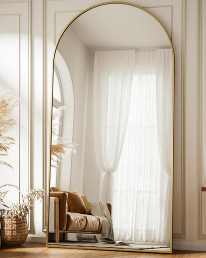 BEAUTYPEAK Grosser Bogen Ganzkörperspiegel 180x76 cm Gold: Goldener Bogenspiegel zur Ganzkörperreflexion.