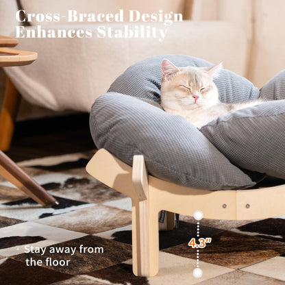 CheerPals Katzenbett Blumenform, erhöhtes Katzensofa aus Birke, 55 cm