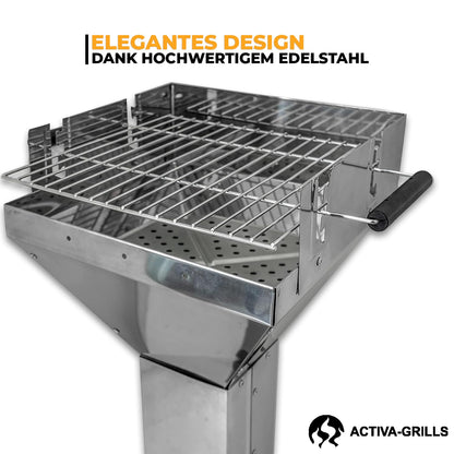 ACTIVA Saalfeld Holzkohlegrill aus Edelstahl mit verchromtem Grillrost
