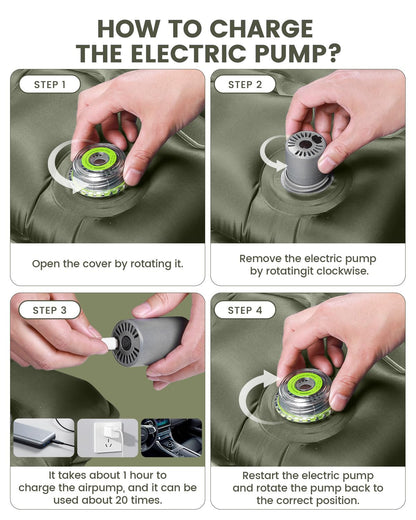 WARMTUYO Isomatte Camping mit elektrischer Pumpe, 12 cm, ultraleicht