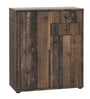 FORTE TEMPRA 2 Kommode mit 2 Türen und 2 Schubladen, Holzwerkstoff im Old – Wood Vintage Dekor, zur Aufbewahrung.