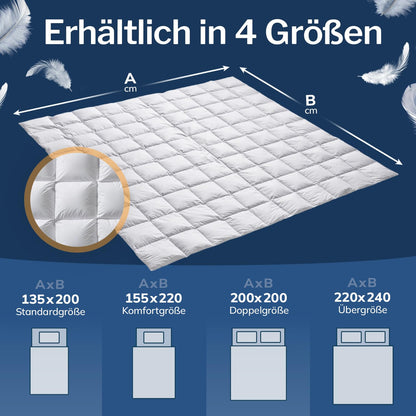 CALMONT Daunen Bettdecke 155x220 cm – Warme Winterdecke
