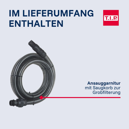 T.I.P. Gartenpumpe Clean Jet 1000 Plus Edelstahl mit Ansauggarnitur