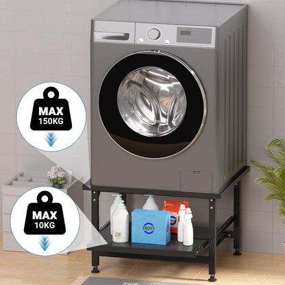 Fiqops Untergestell für Waschmaschine höhenverstellbar 41cm - Schwarz