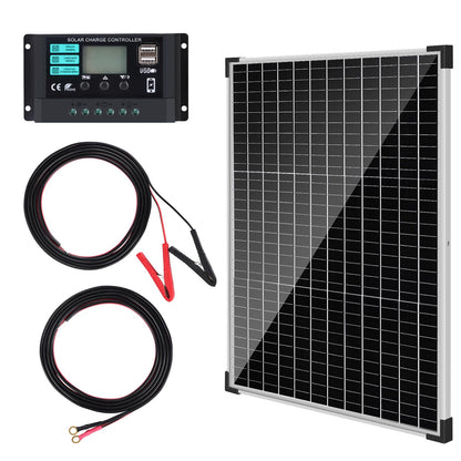 【50W Solarpanel 12V Kit】DERUXI 50 W 12V Wohnwagen Solar Panel Kit: Monokristallines Solarpanel 50W mit 10A Solarladeregler+4 Pcs 5FT Verlängerungskabel,PV Modul Solarmodule für Caravan RV Camper Boot