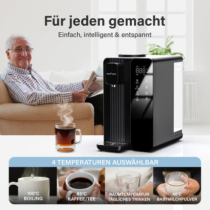 Ecoviva UV Auftisch Umkehrosmose Wasserfilter Heisswasserspender - Schwarz
