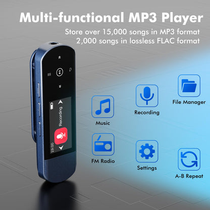 RUIZU X80 MP3-Player mit Bluetooth 5.3, 64 GB, Clip und FM-Radio