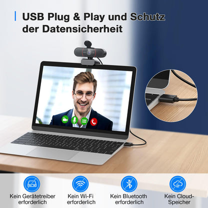 EMEET C960 4K UHD Webcam - Dual Mic, Auto-Lichtkorrektur, Abdeckung