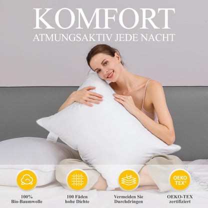 Orange Wave 3-Kammer Feder-Daunen-Kopfkissen 80x80 cm